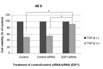 Fig. 3 TGF-β-mediated cell growth suppression is impaired in E2F1-null MM.1S cells. (Liu X, et al., 2017)