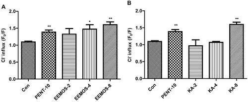 Effect of EEMOS on Cl– influx in human cerebellar granule cells.