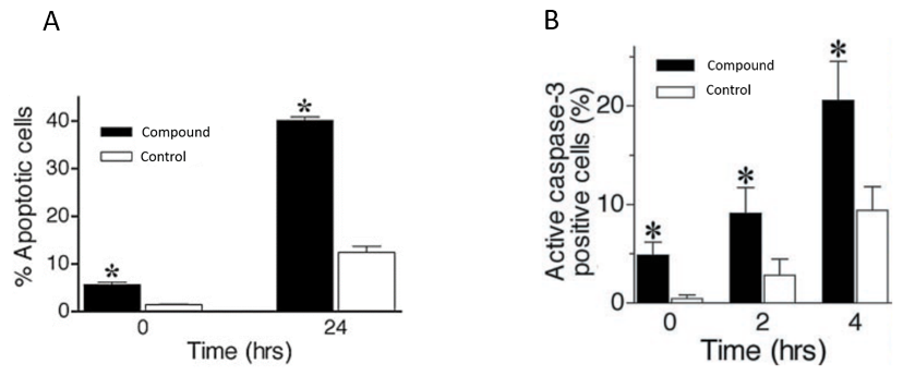  Oxidative stress (exposure to H2O2 treatment) can increase apoptosis and caspase-3 activation in human neuroblastoma cells.