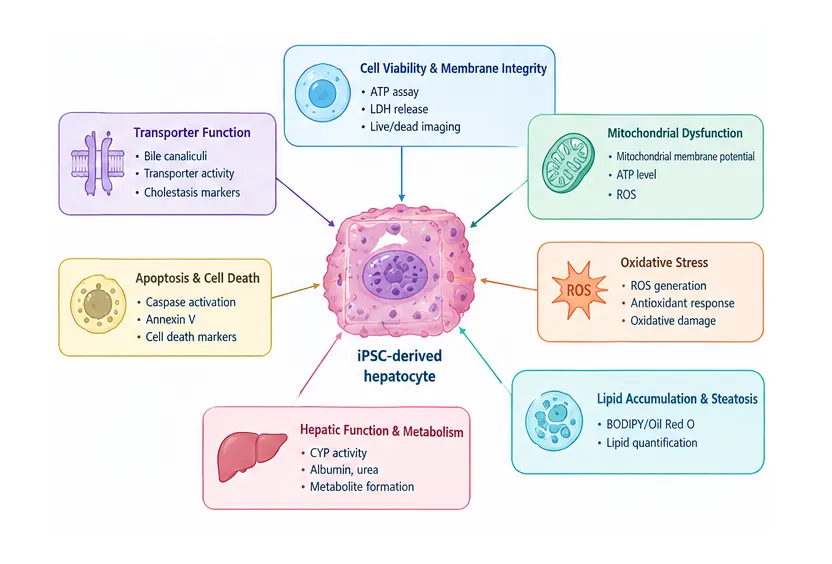Key toxicity endpoints in iPSC-derived hepatocyte.
