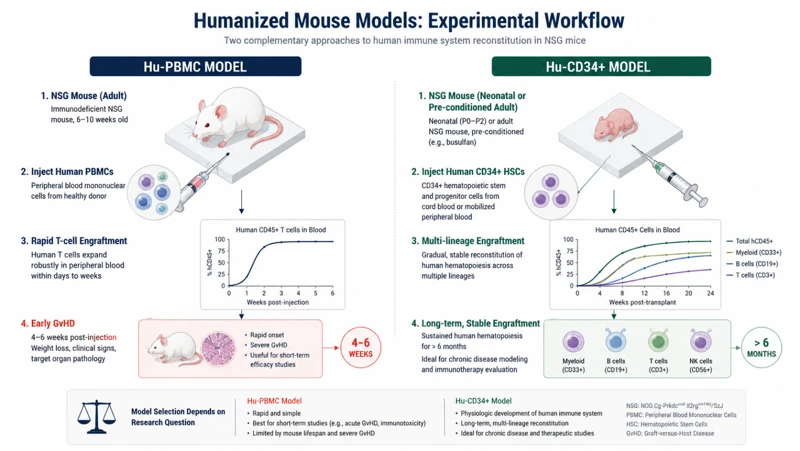 Experimental workflow of humanized mouse models.