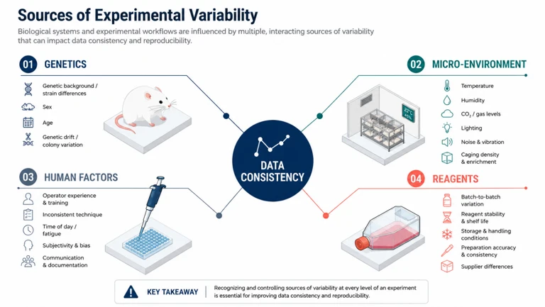 The sources of experimental variability.
