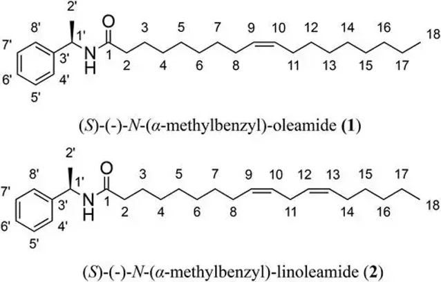 Chemical structures of macamides with anti-glycative and anti-inflammatory effects
