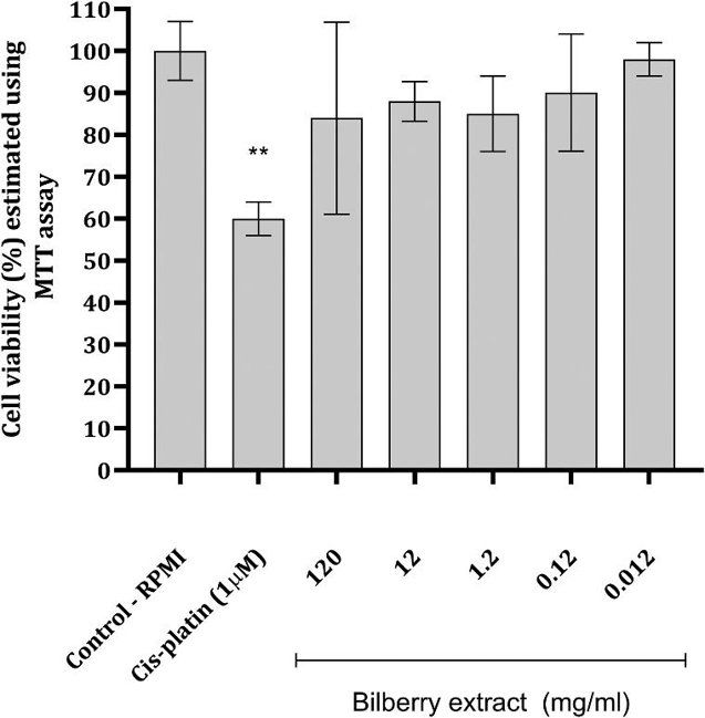 Effect of Bilberry Extract on Isolated Rat Macrophage Viability Estimated Using MTT test.